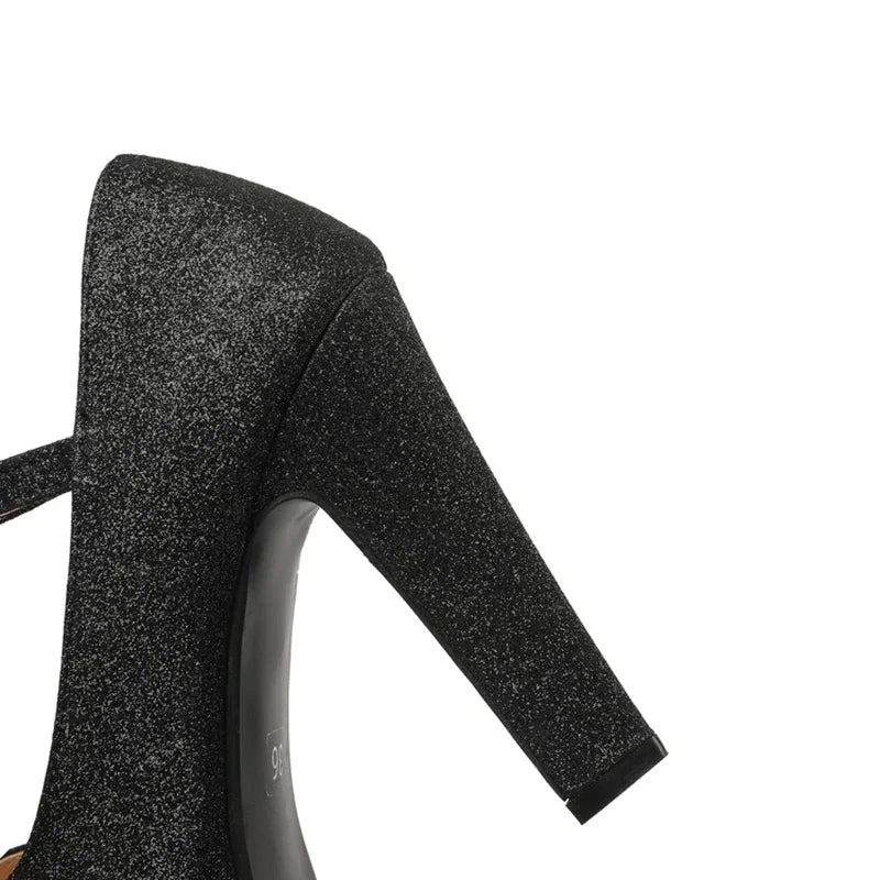 Women Shoes Sexy Fashion Round Toe High Heels  Ankle Strap Dress Dance Party Wedding Bride Platform Shoes Big Size 49 50 33-43