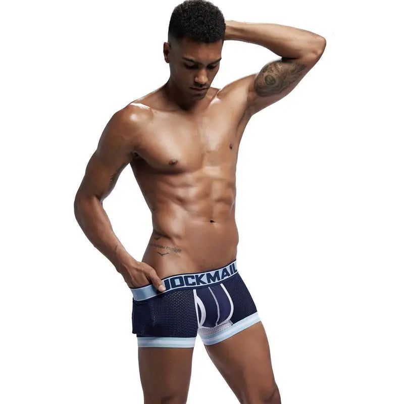 JOCKMAIL Men Underwear Boxes Mesh Quick Drying Ice Silk Breathable Youth Fashion Calzoncillos Sexy Am Gosteren Killer Sansursuz