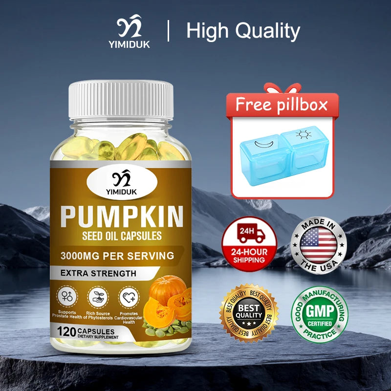Best Pumpkin Seed Oil 3000mg Capsules, Support Heart Health, Cholesterol Support & Antioxidant Benefits, Overall Vitality, Vegan
