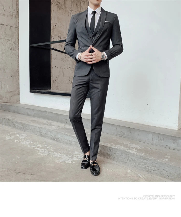Suits for Men - 3 Pieces - New Fabrics - Fashionable Business Gentleman - Slim Fit - Wedding  Professional Business Formal Dress
