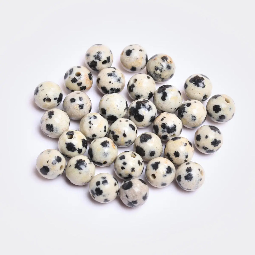 40-15pcs/bag 4mm/6mm/8mm/10mm/12mm Natural Stone Round Loose Dalmatian Jasper Bead for Jewelry Making DIY Bracelet