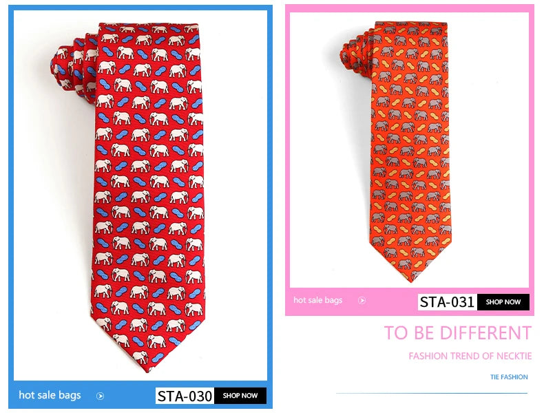 Tailor Smith 100% Silk Ties For Men Handmade Necktie With Animal Pattern Tie Father's Day Birthday Gift Tie