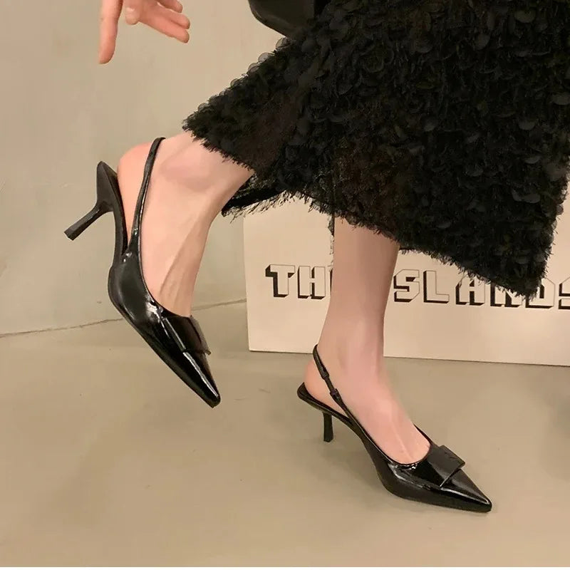 2025 Summer Women's Shoes High Heel Women Sandals Fashion Pointed Toe Singbacks Shoes Design Style Banquet Party Sandalias Shoes
