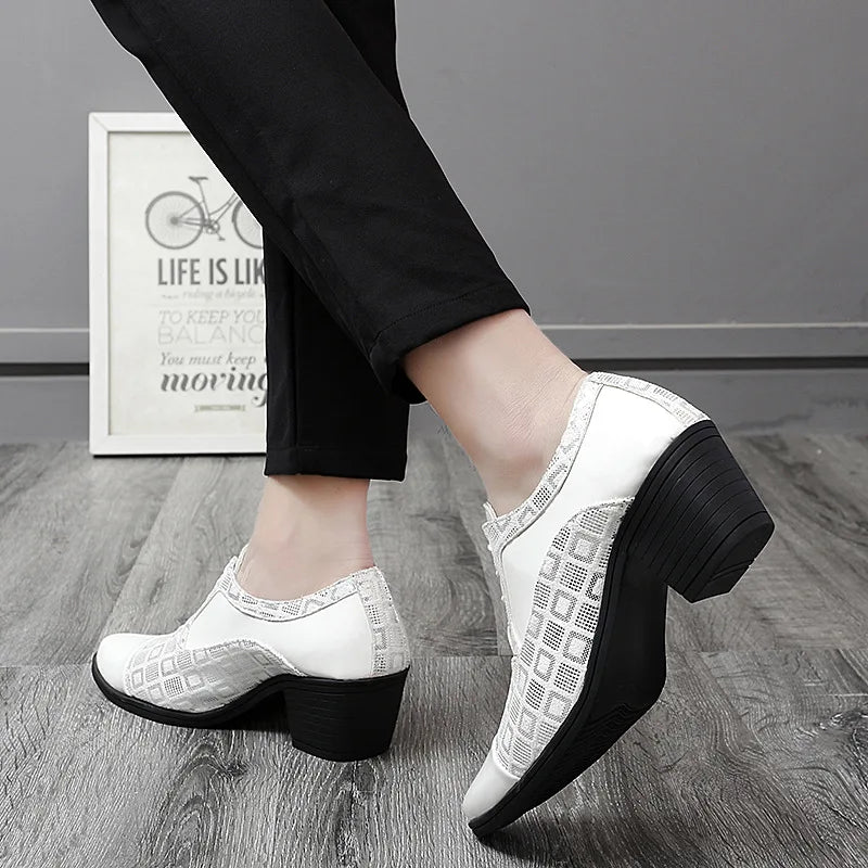 Men Formal Shoes High Heels Business Dress Shoes Male Oxfords Pointed Toe Formal Shoe for Man Luxury Wedding Party Leather Shoe