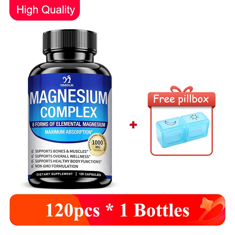 Magnesium Supplements, with Magnesium Glycinate, Magnesium Oxide, Support Stress Relief, Sleep, Heart Health, Nerves, Muscles