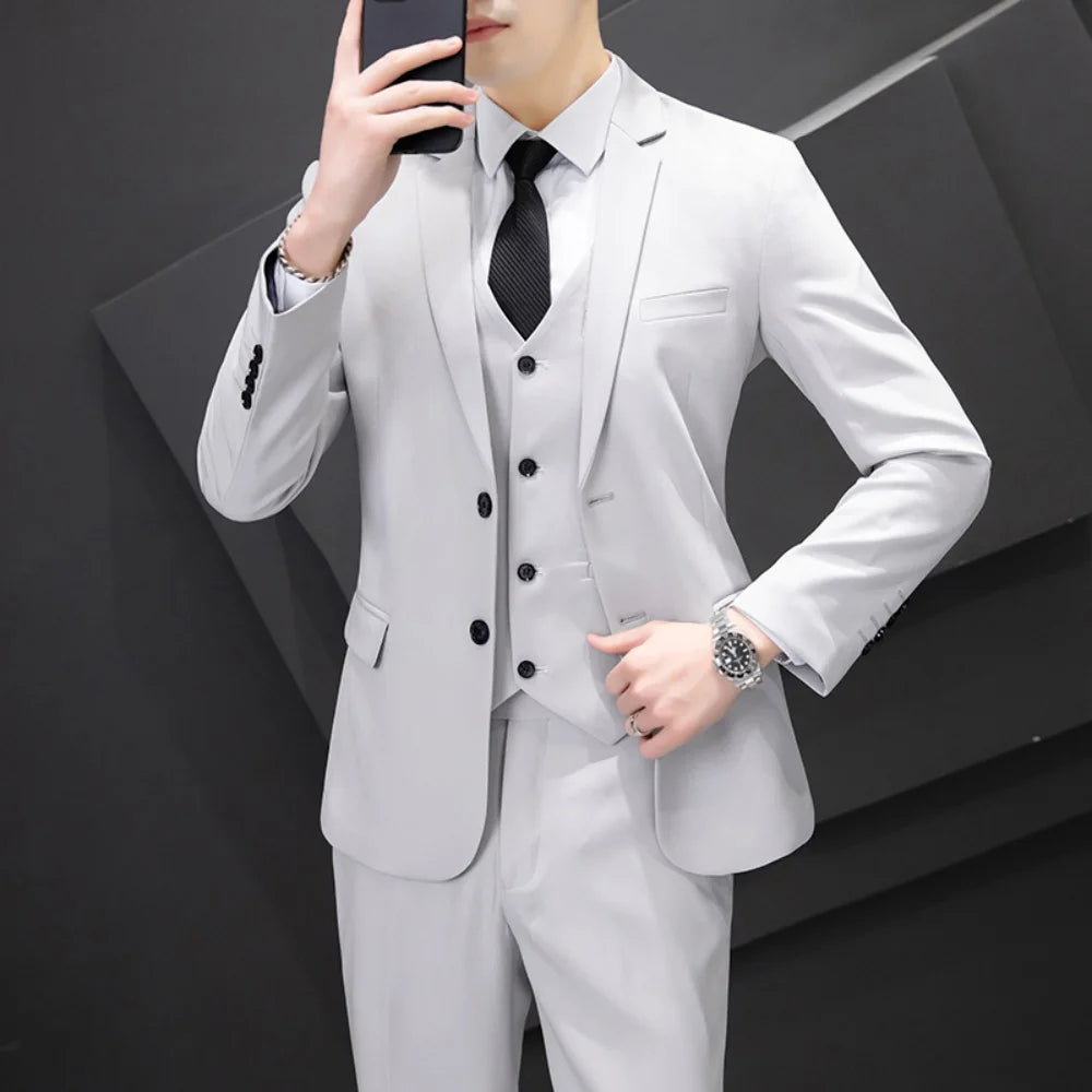 Men's Three-Piece Suit Set Business Career Wedding Groomsmen Best Man Decoration Formal Dress Code Tailored Look