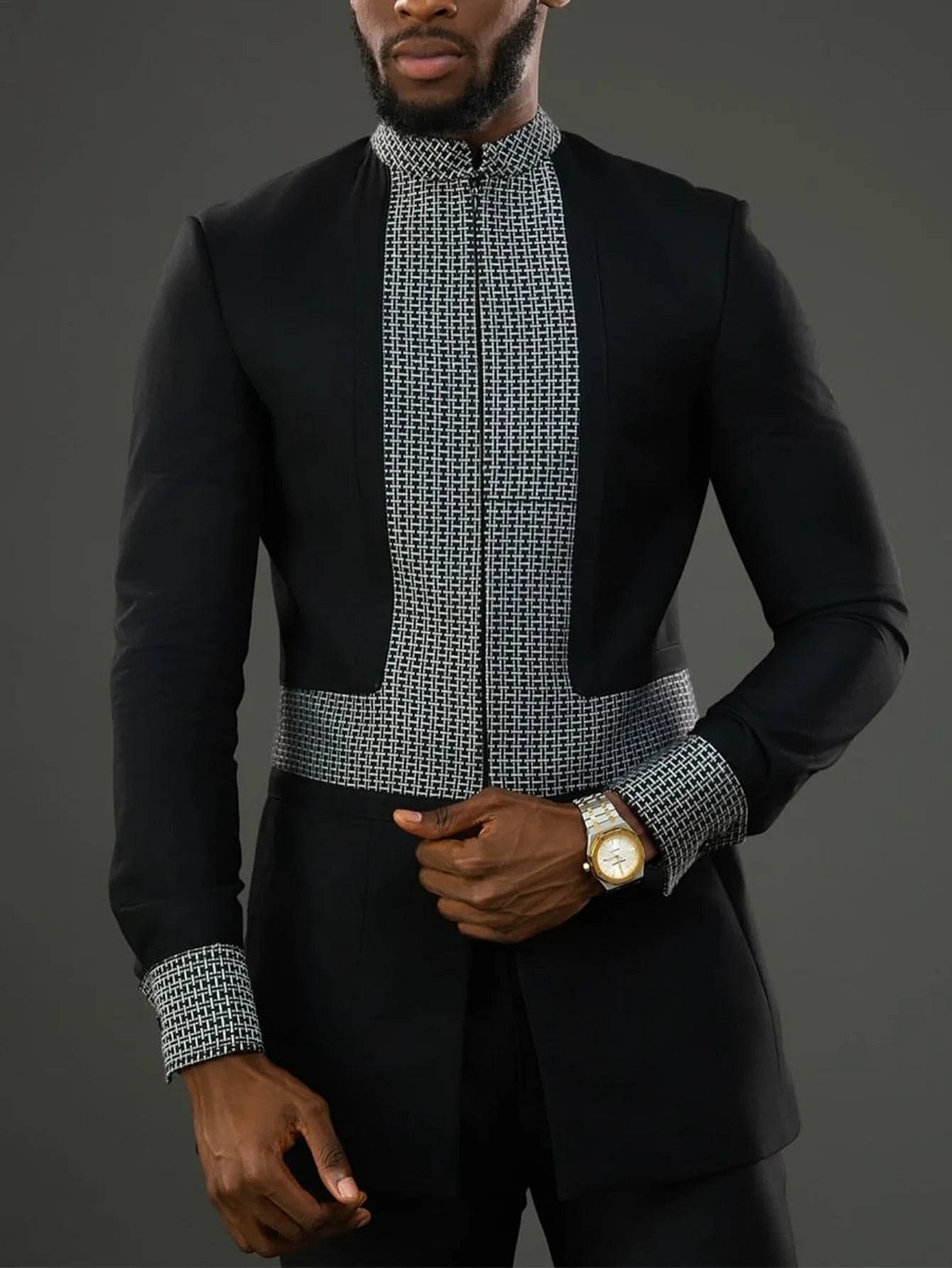 African traditional dress men's suit Long sleeve ethnic style printed patchwork shirt casual pants 2 piece holiday casual suit