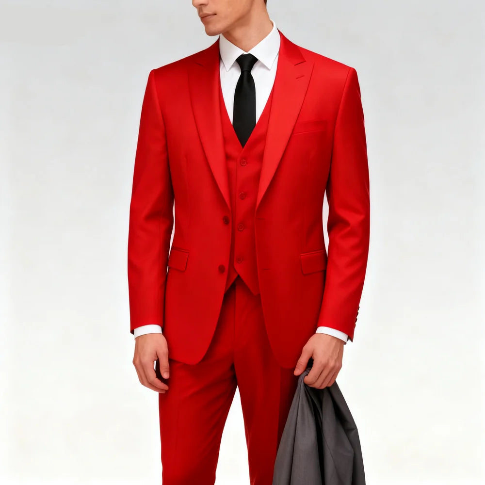 Men's Three-Piece Suit Set Business Career Wedding Groomsmen Best Man Decoration Formal Dress Code Tailored Look