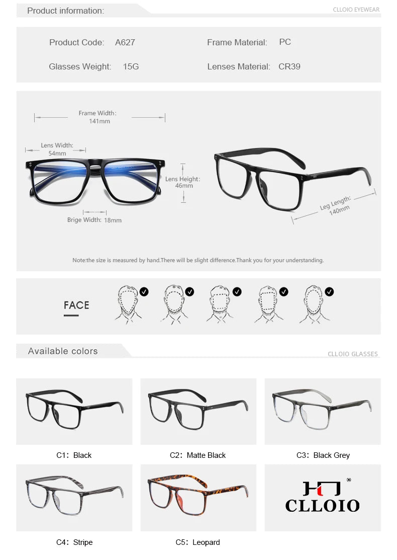 CLLOIO New Style Men Reading Glasses Women Fashion Anti Blue Ray Myopia Glasses Customizable Prescription Optical Eyewear Frames