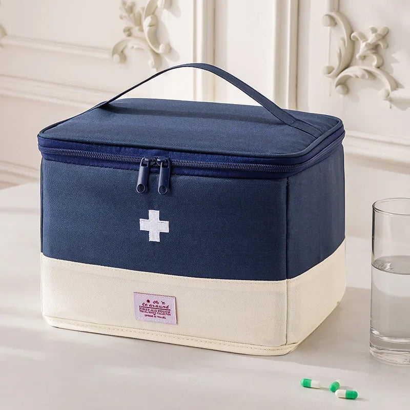 Medicine Organizer Bag for Family - Large Capacity Portable Drug Storage Pouch, First Aid Kit for Home & Travel Use