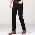 Men's Jeans Pure White Fashion Elastic Slim Youth Slimming Straight Leg Male Pants Business Casual Middle Age High End Trousers