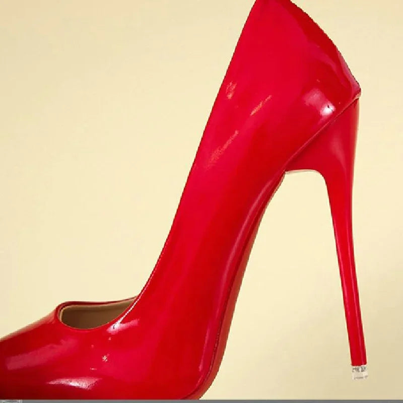 2026 Women Shoes Red High Heels Sexy Pointed Toe 12cm Pumps Wedding Dress Shoes Nude Black Color Red Rubber Bottom High Heels