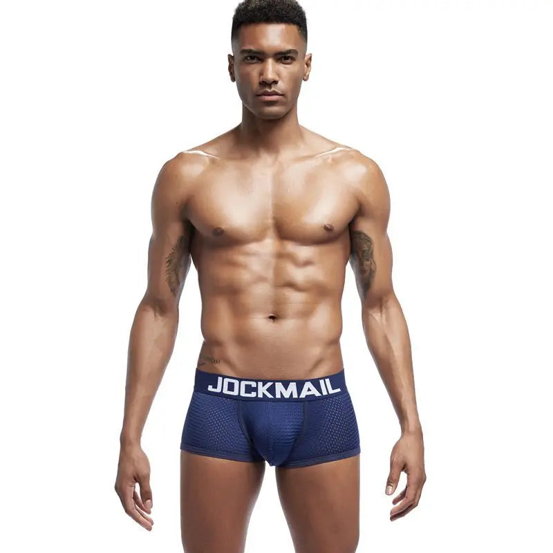 JOCKMAIL Men Underwear Boxes Mesh Quick Drying Ice Silk Breathable Youth Fashion Calzoncillos Sexy Am Gosteren Killer Sansursuz