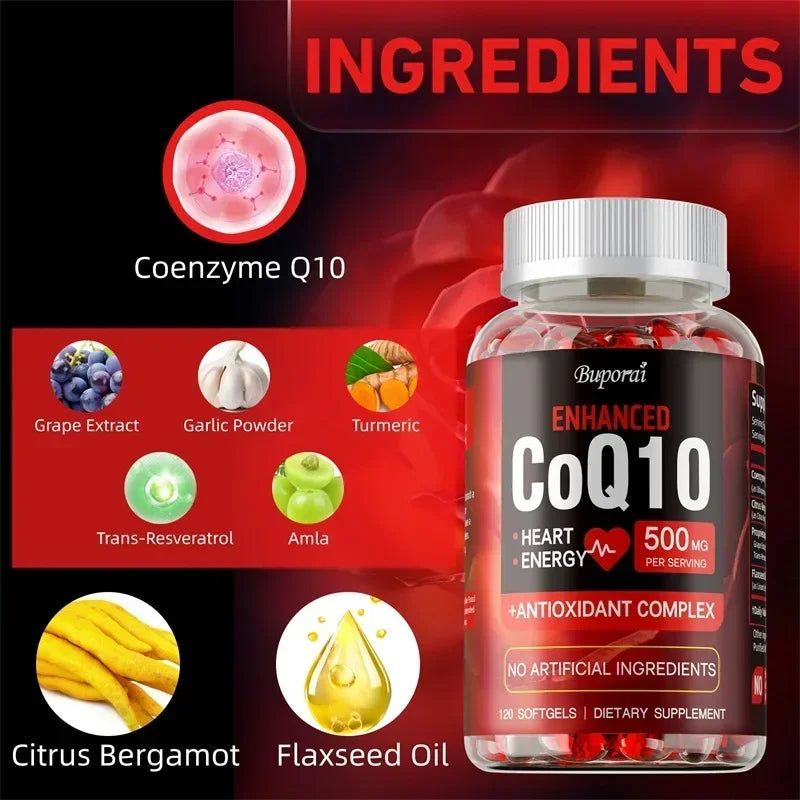 High Absorption CoQ10 Capsules - Supports Heart Health, Provides Energy, Antioxidant