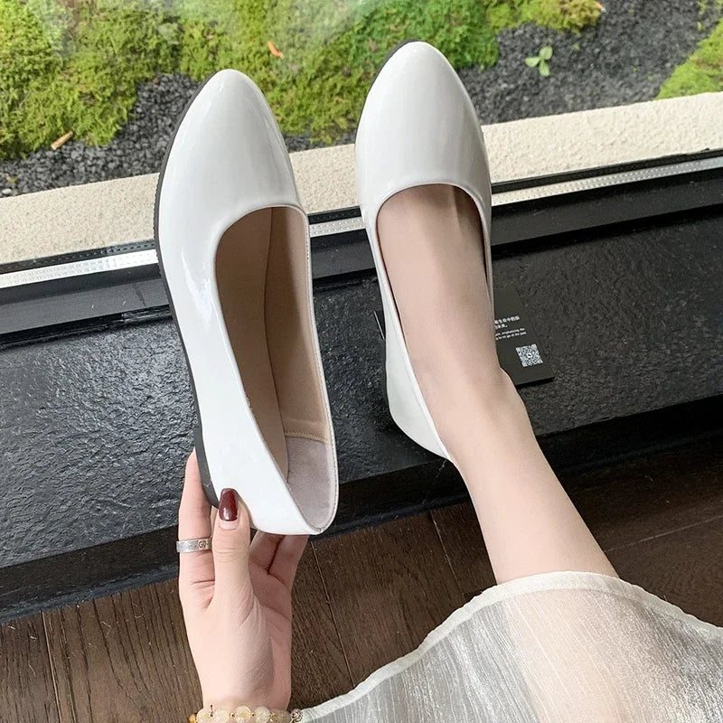 Women's Formal Uniform Shoes Spring Autumn Black Versatile Flat Shoes Women Causal Loafers Non-slip Ladies Ballet Leather Shoes