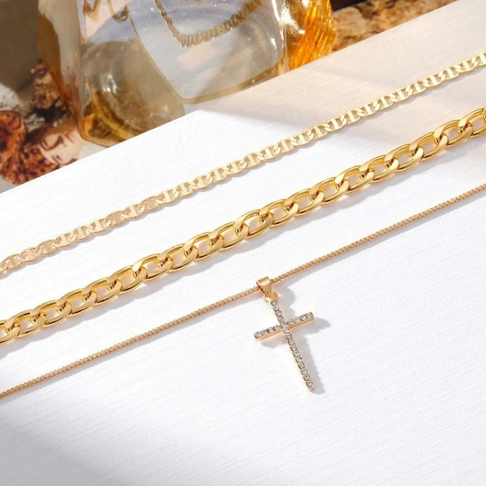 Cross Necklace for Women Stackable Stacked Stacking Layering Layered Necklaces Gold Necklace Cross Pendant Diamond Jewelry Gift