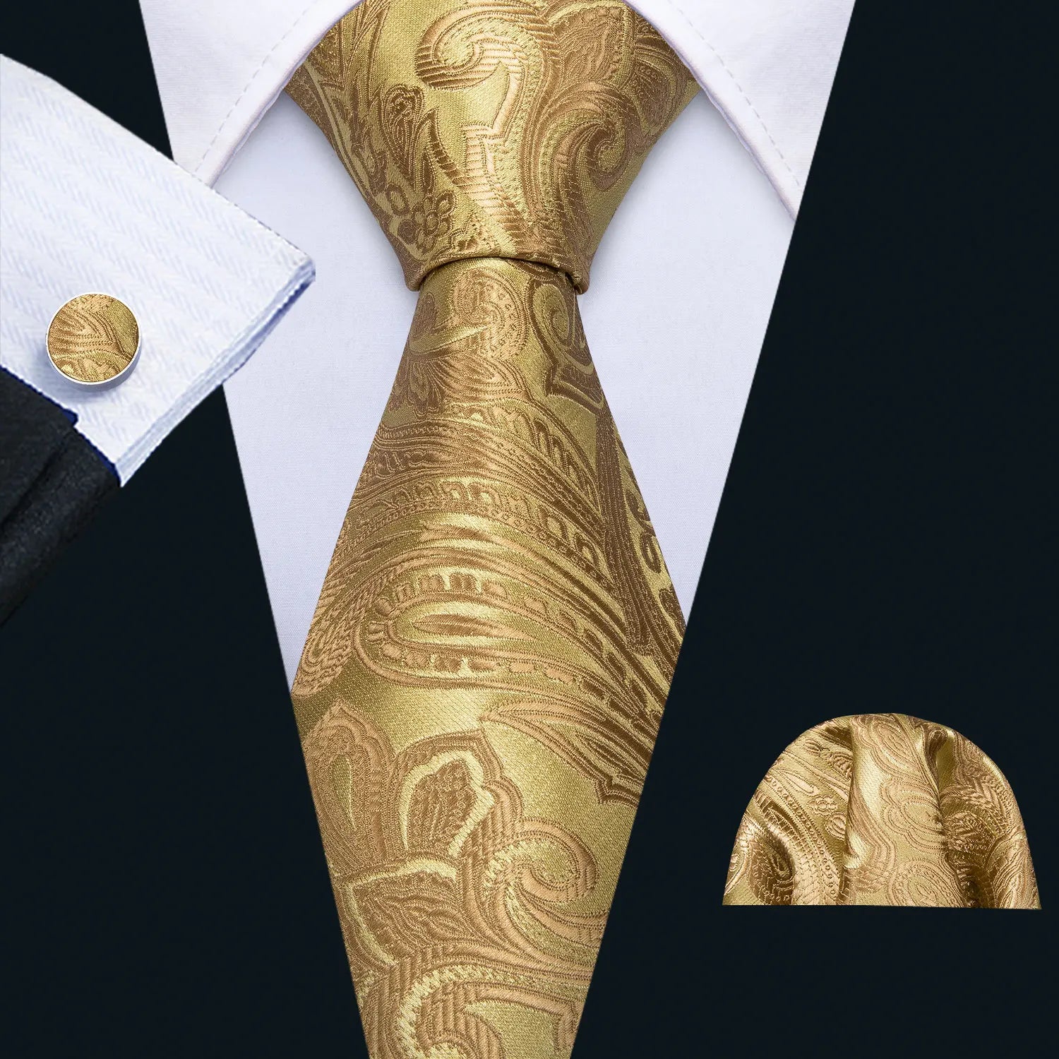 Male Luxury Neck Tie For Men Business Red Striped Tie Hanky Cufflinks Set Neckwear Wedding Party Casual