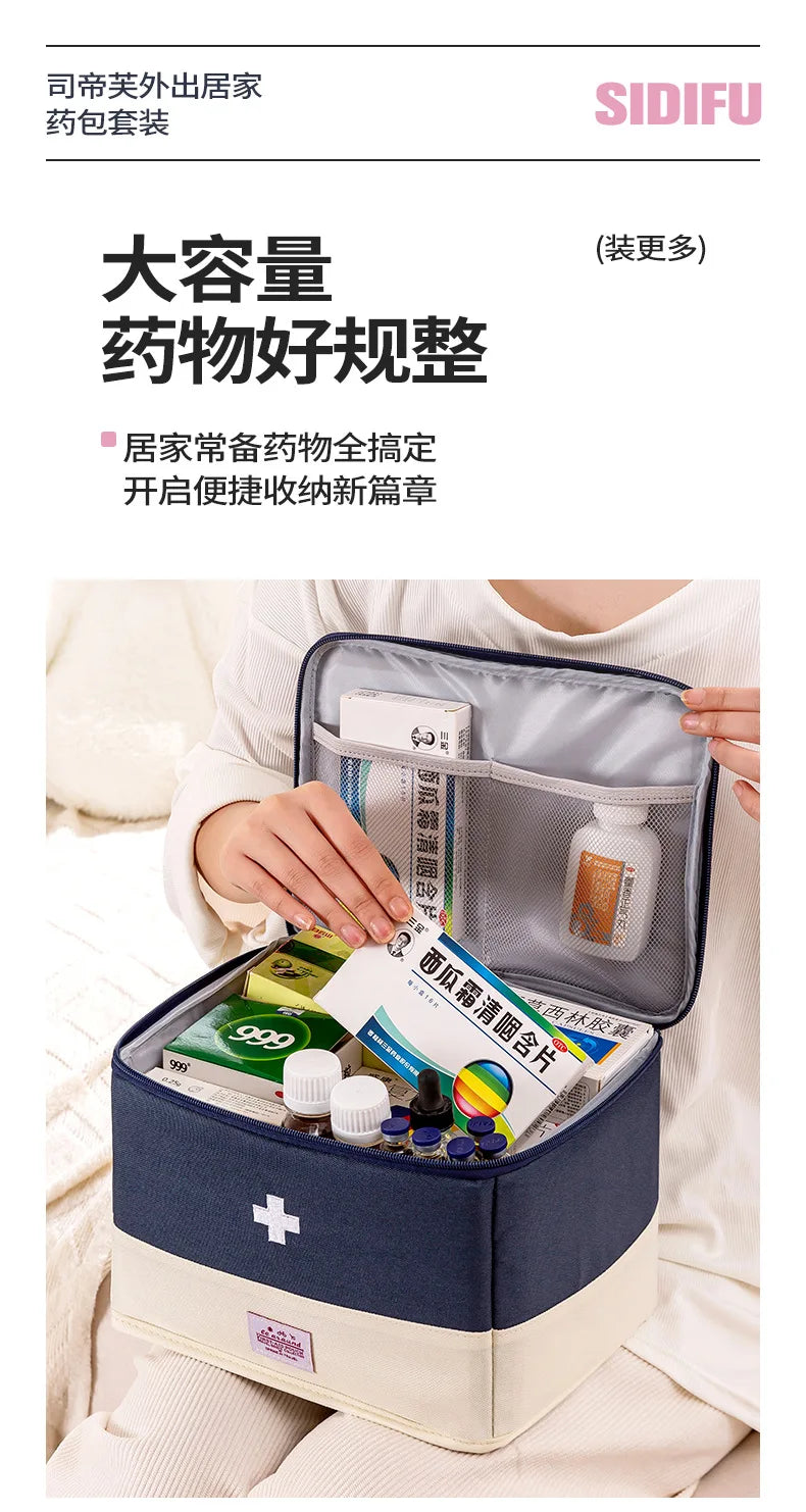 Medicine Organizer Bag for Family - Large Capacity Portable Drug Storage Pouch, First Aid Kit for Home & Travel Use