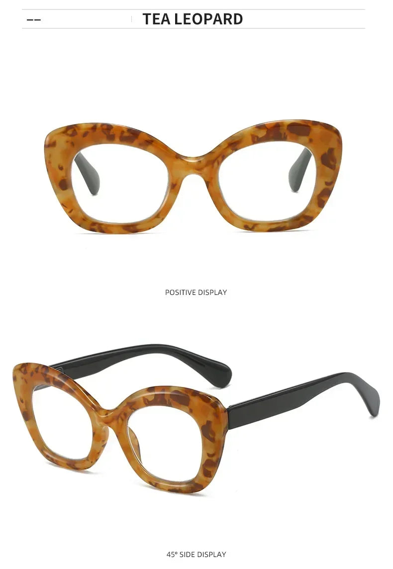 Women Retro Large Frame Reading Glasses Men Anti-blue Fashion High-definition Presbyopia Eyewear Vintage Far Sighted Eyewear