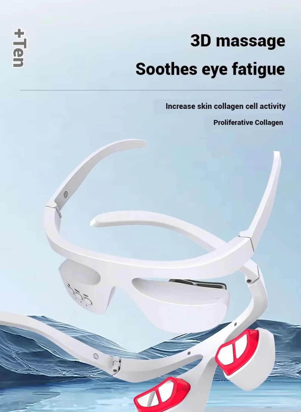 Eye Massager 3 Gear Red light Remove Eye Bags Dark Circles Puffiness Hot Compress Eye Relieve Eye Fatigue Wireless Use