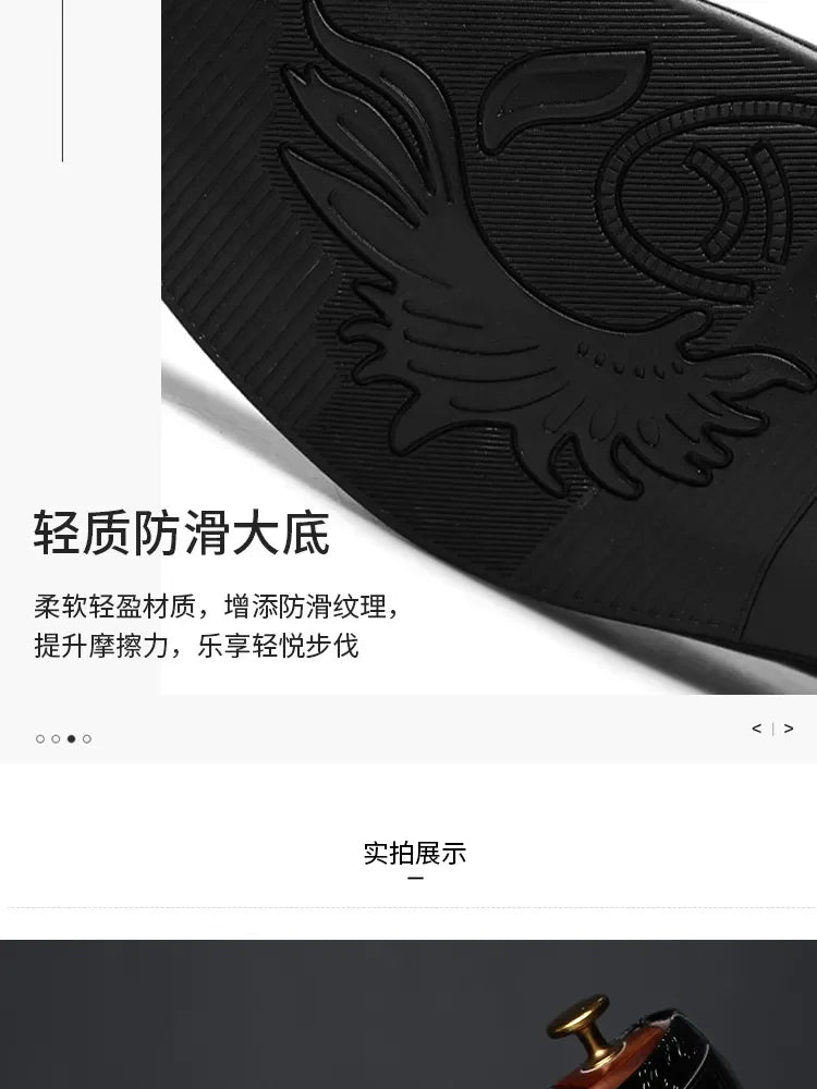 Shoes for Men Casual Business Dress Shoes Lace Up Formal Black Patent Leather Brogue Shoes for Male Wedding Party Office Oxfords