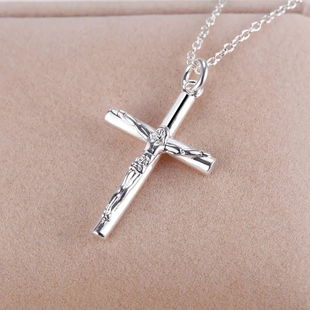 New 925 Sterling Silver Necklace Cross For Men Women Fashion Clavicle Chain Necklaces Wedding Party Jewelry chain Gift