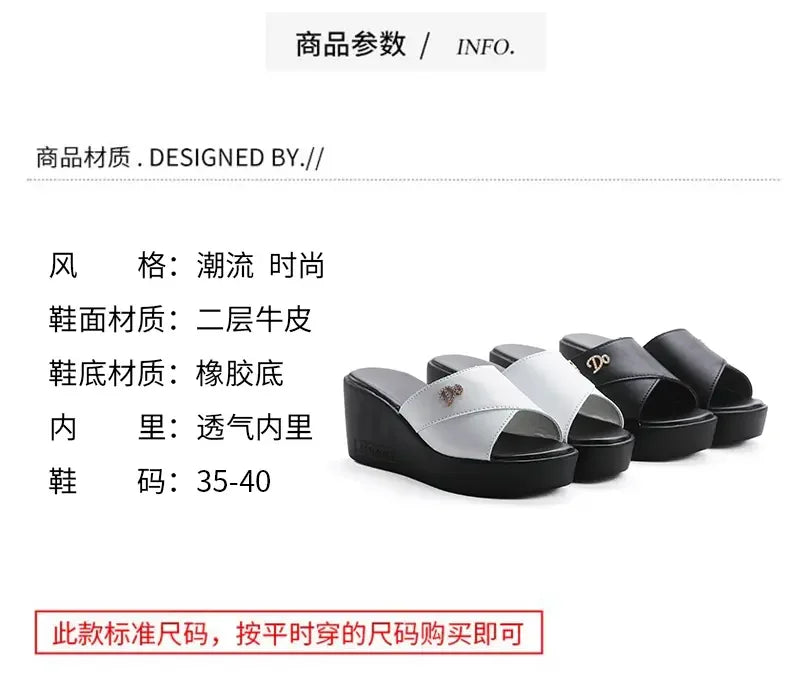 Women shoes Summer Fashion  leather Leisure shoes women platform wedges Fish Mouth Sandal Thick Bottom Slippers