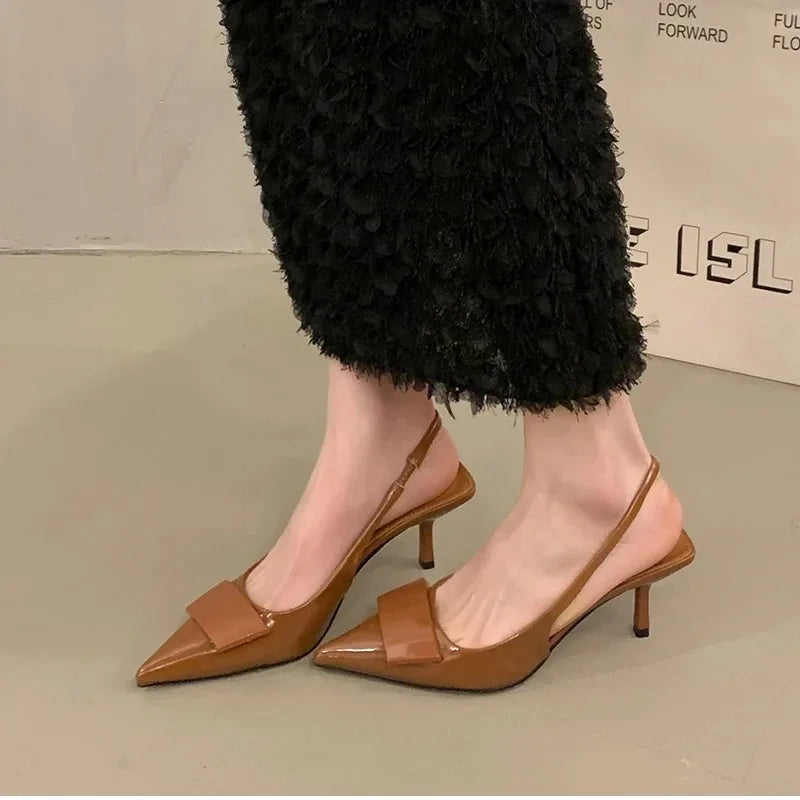 2025 Summer Women's Shoes High Heel Women Sandals Fashion Pointed Toe Singbacks Shoes Design Style Banquet Party Sandalias Shoes