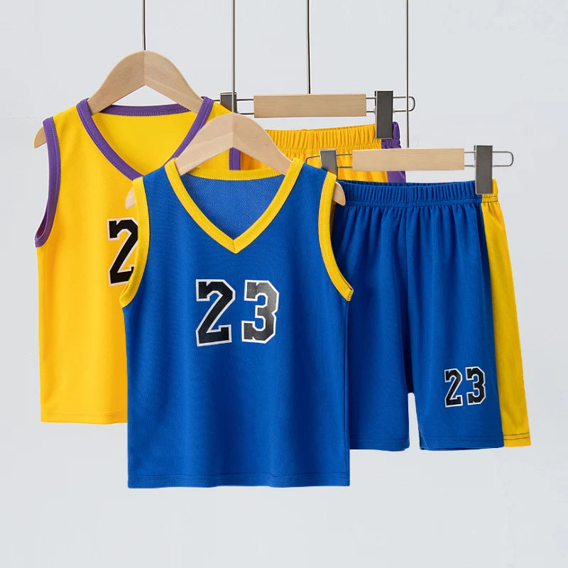 6/2 Pcs Children's Summer Quick-drying Exercise 23 Suit Boys Basketball Football Running Vest Joker Comfortable Shorts Students