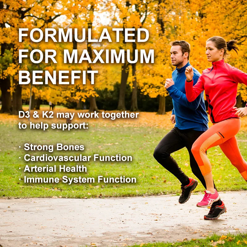 D3K2 Capsules Support Calcium Absorption Strengthen Bone and Teeth Health and Protect the Cardiovascular and Immune systems