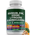 Multimineral Vitamin Capsules with Selenium Zinc Iodine L-TyrosineTurmeric Silica Supplement Daily Nutrition Support 120 Count