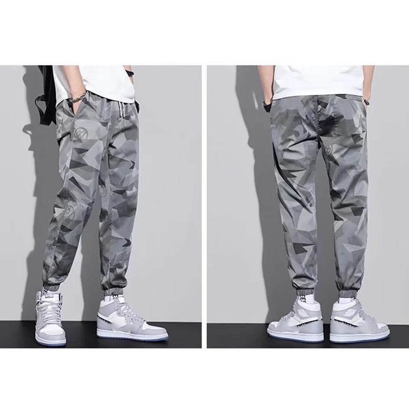 Men's Lightweight Hiking Climbing Pants Trend Camouflage Outdoor Sports Trousers Baggy Bound Feet Designer Casual Street Pants