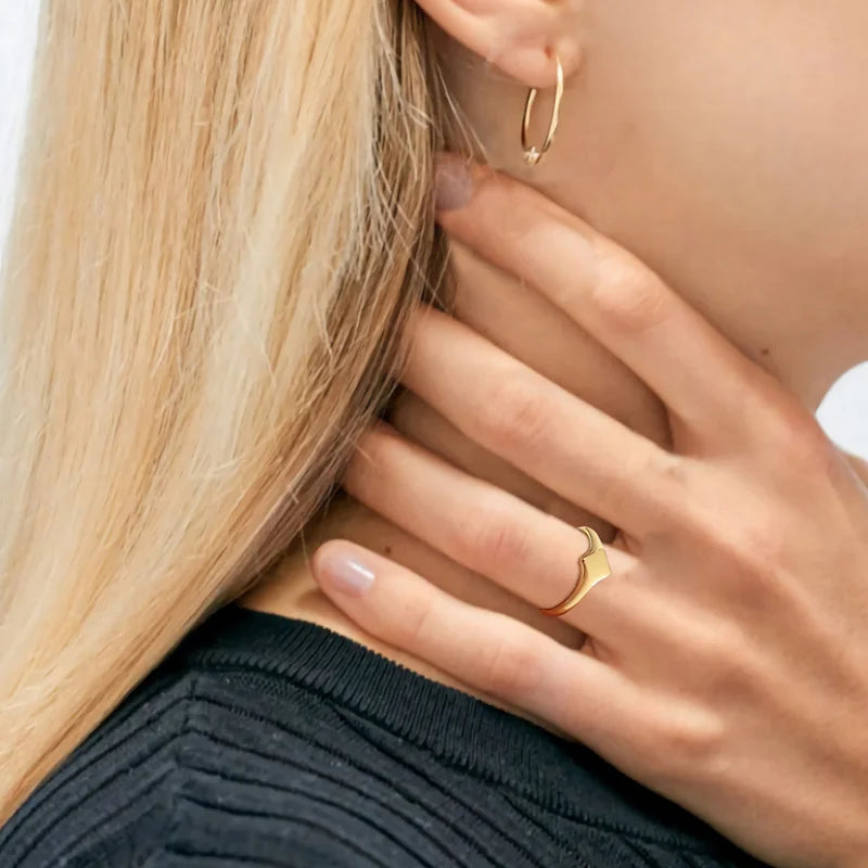 Elegant Personalized Name Bar Ring for Women Gold Color Stainless Steel Signet Stamp Ring Round Square Initial Custom Jewelry