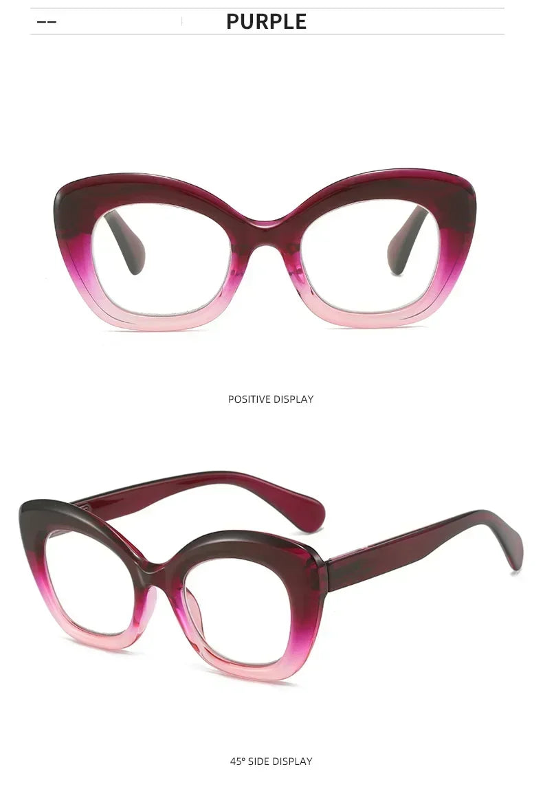 Women Retro Large Frame Reading Glasses Men Anti-blue Fashion High-definition Presbyopia Eyewear Vintage Far Sighted Eyewear