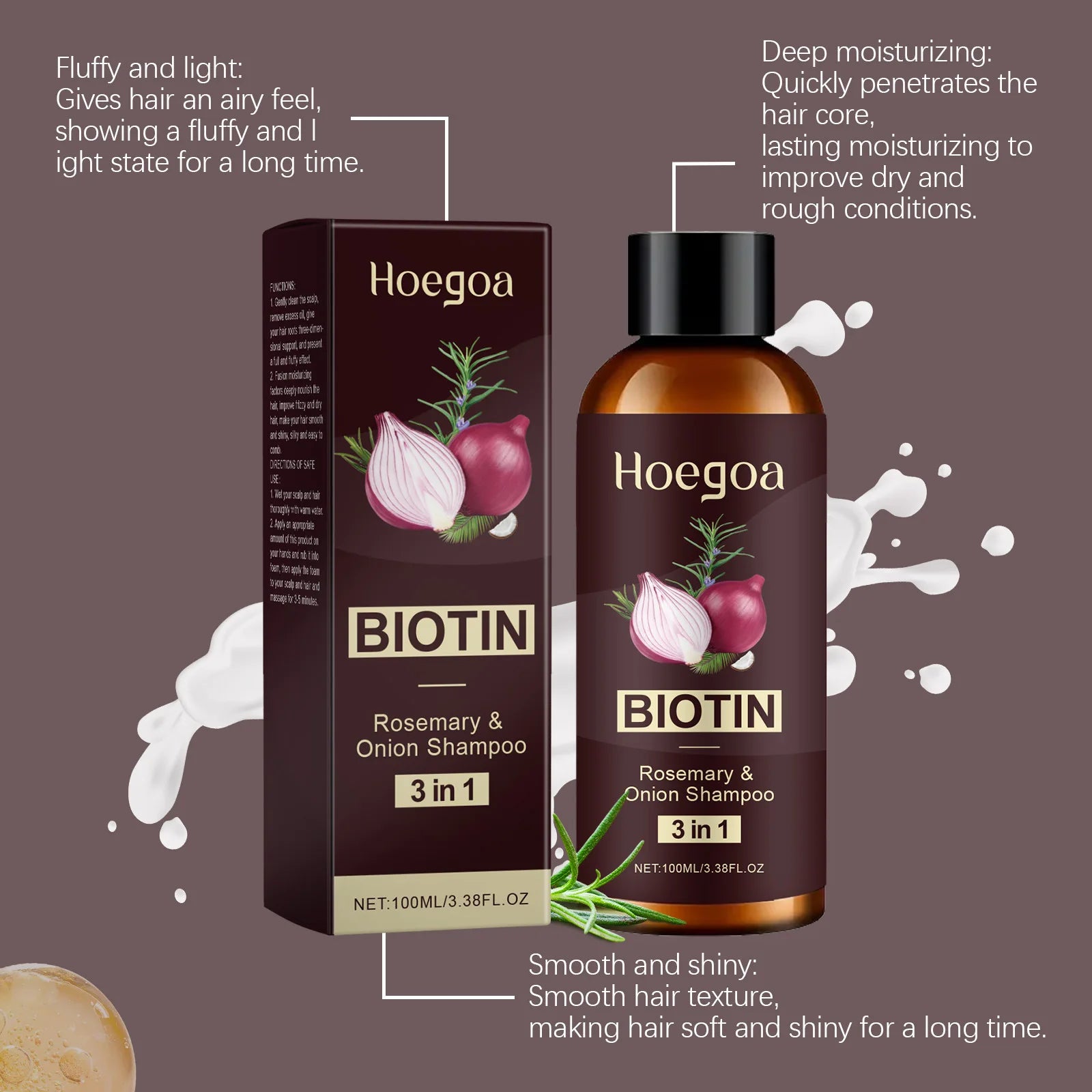 Red Onion Shampoo Cleansing Scalp Repair Damaged Dry Moisturizing Smooth Anti Dandruff Oil Control Nourish Refreshing Hair Care