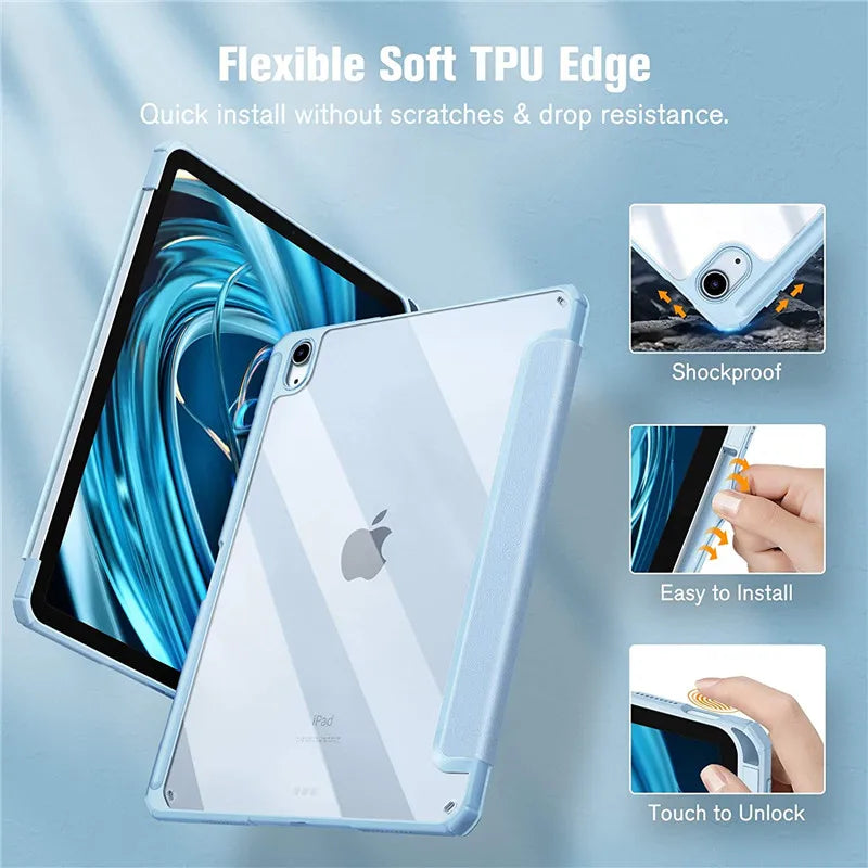 For iPad Pro 11 12.9 Case 2022 2021 2020  Tabet Cover for iPad Pro 11 Air 4 5 10.9 10 10th Generatuon Mini 6 Pencil Holder Cases