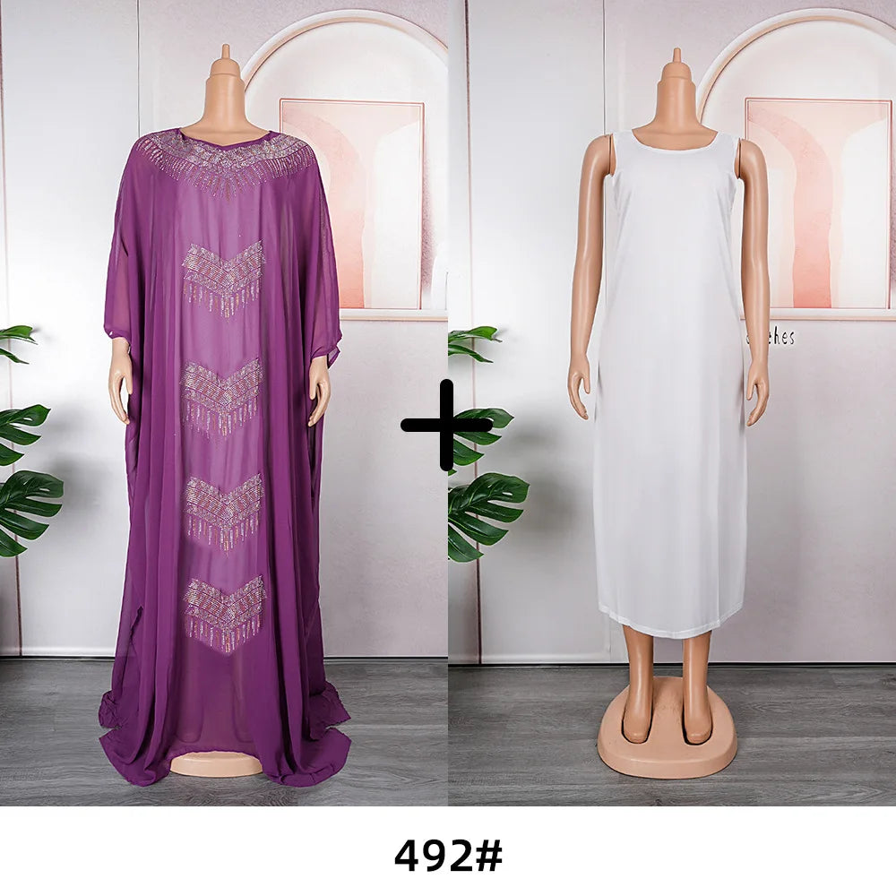 Abayas For Women Dubai Luxury Chiffon Boubou Muslim Fashion Dress Caftan Marocain Wedding Party Dresses Robe Djellaba Femme 2025