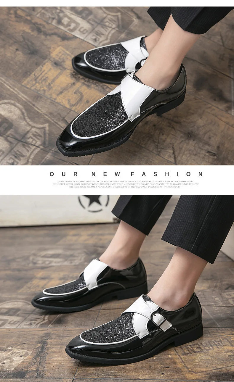 Luxury Men's Leather Shoes High Quality Gold Dress Shoes for Men Italian Brand Oxford Shoes Fashion Big Size Party Wedding Shoe