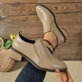 Women's Shoes New Spring Pointed Toe Retro Deep Mouth Versatile Comfortable Waterproof Slip-on Leather Shoes