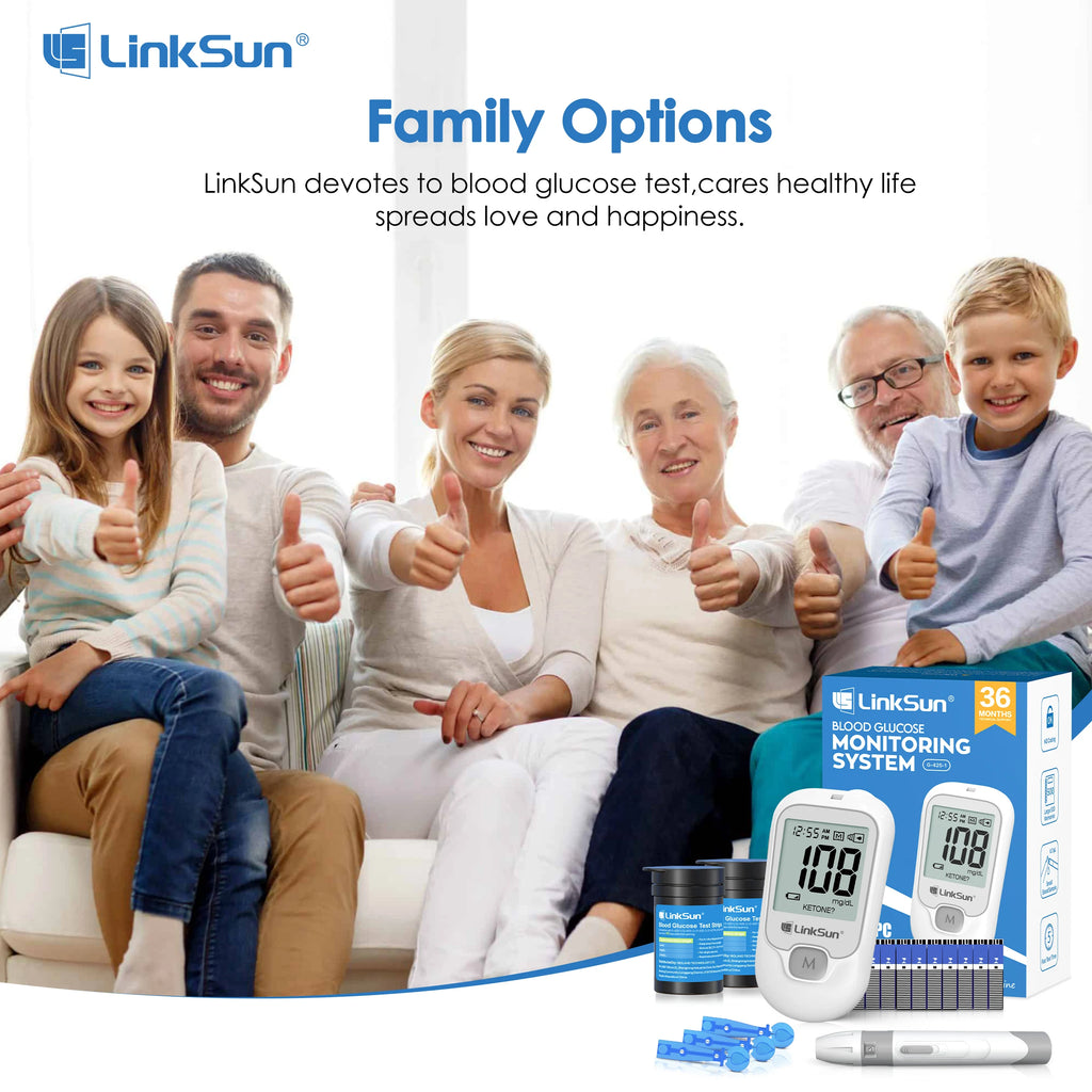 LinkSun G-425-1/-2/-3 Glucosemeter Monitor Complete Kit 10/50/100pcs Test Strips Blood Sugar Tester Diabetes Blood Glucose Meter