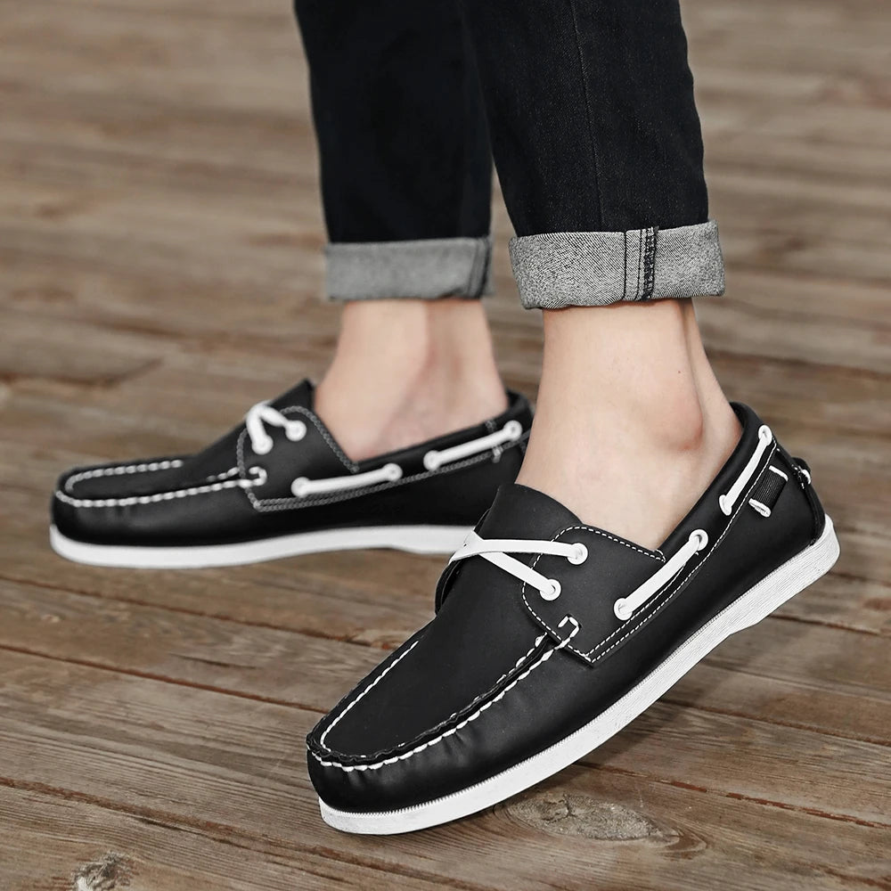 Men's Trendy Apron Toe Loafer Shoes, Slip On Comfy Non Slip For Outdoor Walking Traveling, Spring And Summer