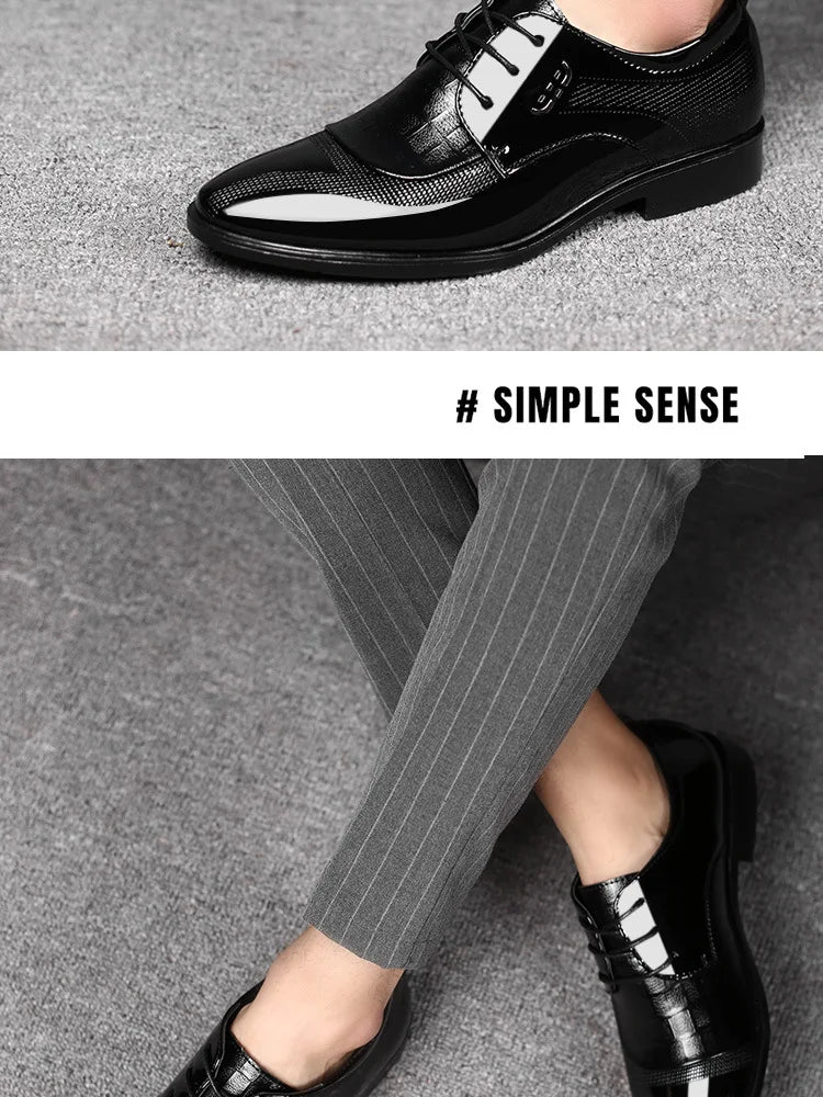 Men's Oxfords Shoes Lace Up Point Toe Business Casual Shoes for Men Wedding Party Office Men's Shoes Luxury Dress Shoe 2026 New