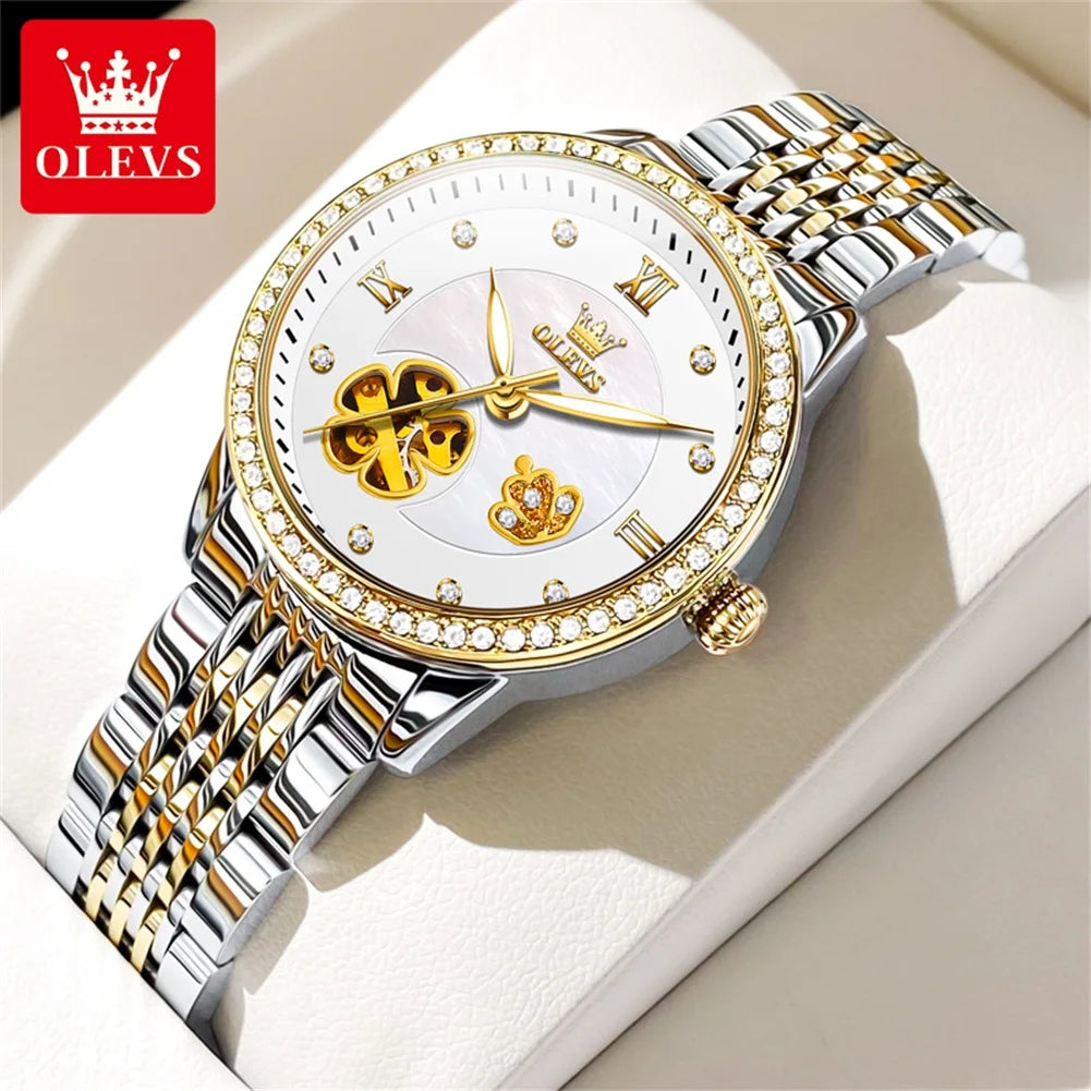 OLEVS 6706 Mechanical Watch for Women Luxury Waterproof Fashion Elegant Diamond  Automatic Ladies Watches