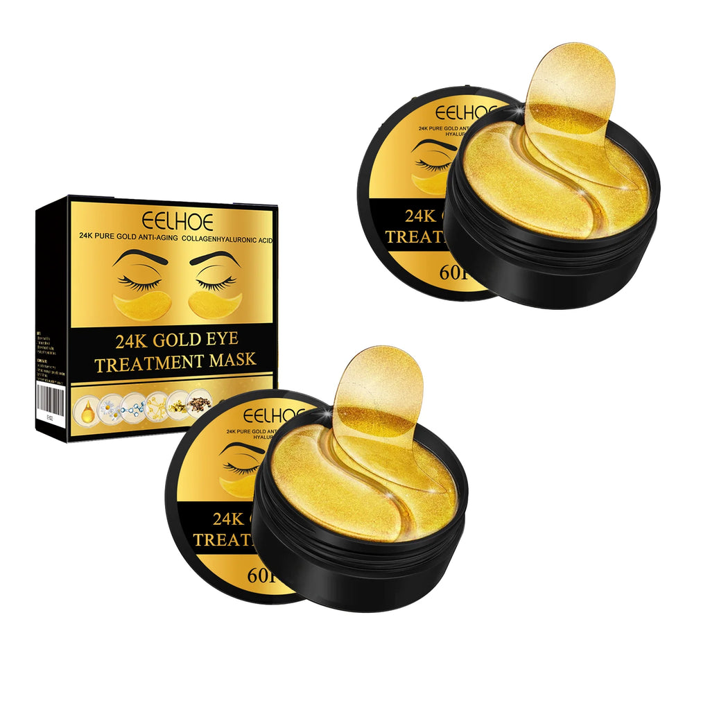 24K Gold Eye Mask Removal Eyes Bags Anti Dark Circles Eliminating Puffiness Moisturizing Firming Eye Skin Care Patches