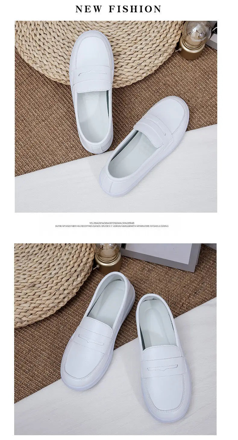 2024 New Summer White Nurse Shoes Women Soft Sole Fashion Comfortable Casual Comfortable Non-slip Flat Sports Walking Shoes