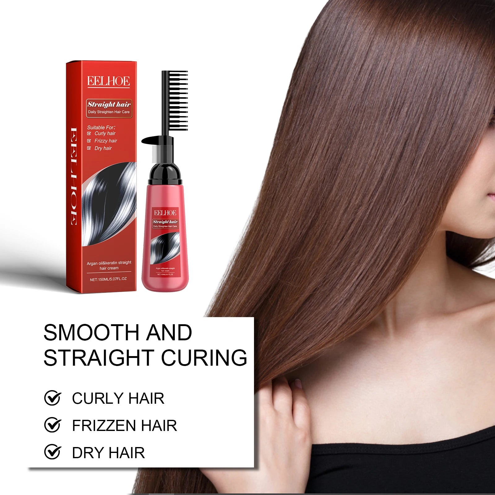 EELHOE Morocco Straight Hair Cream Keratin Smooth Straightening Cream for Frizzy Hair Softener Scalp Treatment Hair Care Produc