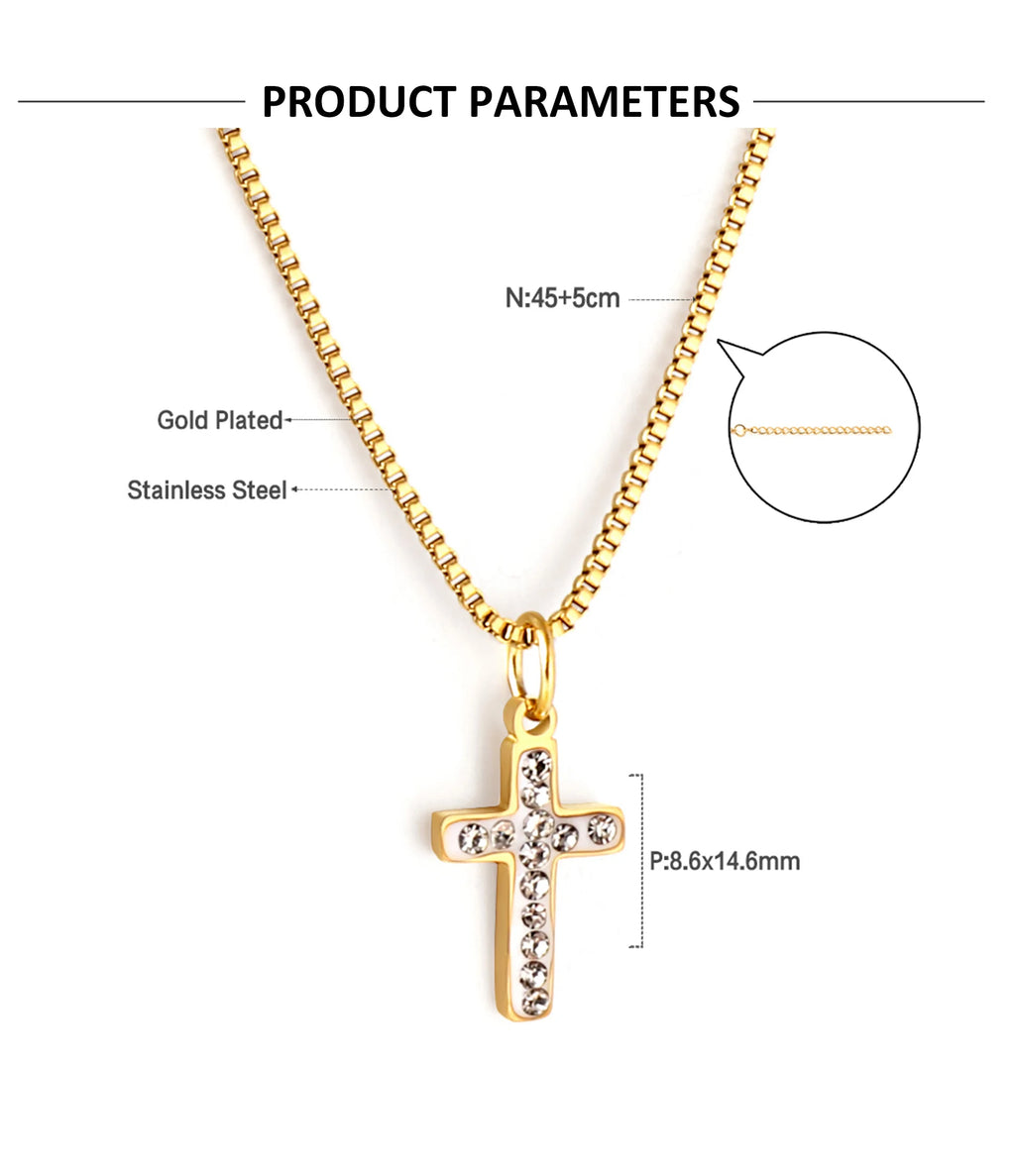Classic Cross Pendant Necklaces For Women Girls Fashion Gold Plated Stainless Steel O Chain Collares Para Mujer Jewelry Gifts