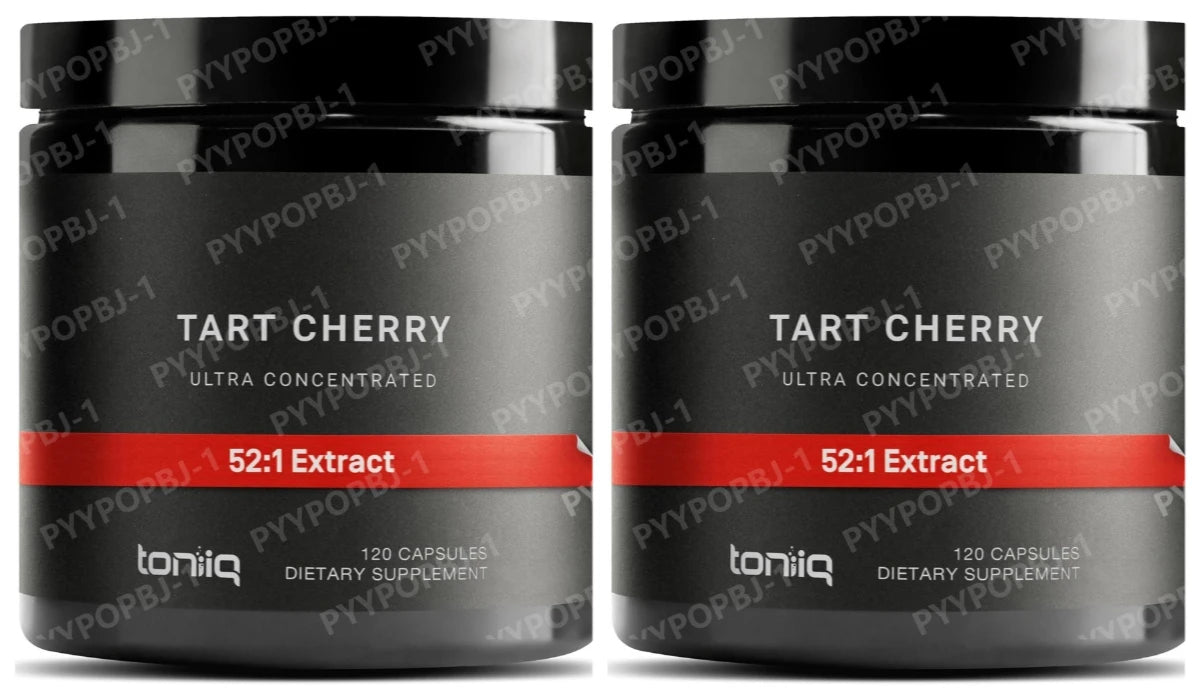 Toniiq Tart Cherry Capsules Ultra High Potency 52:1 Extract - Highly Concentrated - Third-Party Lab Tested for Purity & Quality
