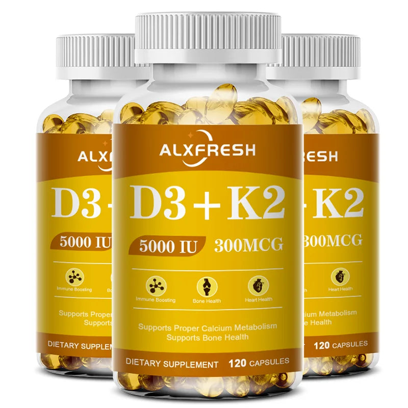D3K2 Capsules Support Calcium Absorption Strengthen Bone and Teeth Health and Protect the Cardiovascular and Immune systems