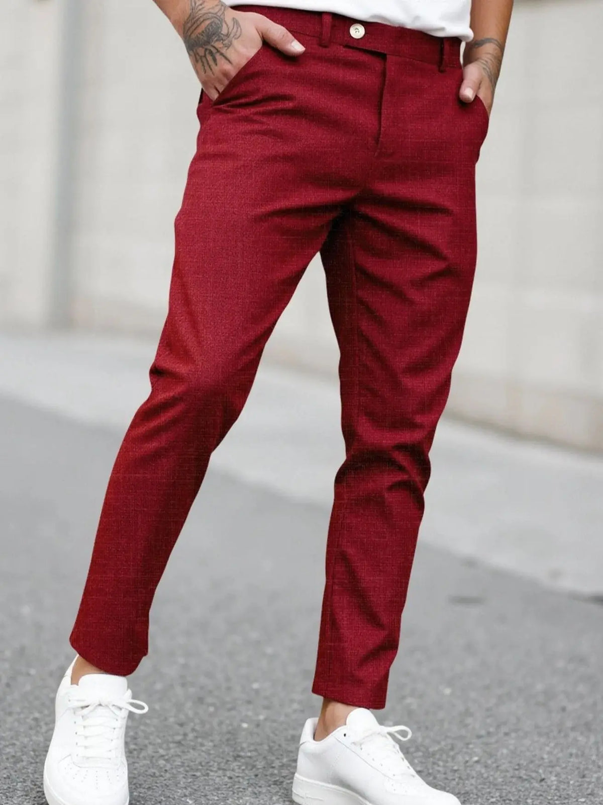 Men's Casual Fashionable Dress Pants Straight Leg Long Trousers for Gentlemen